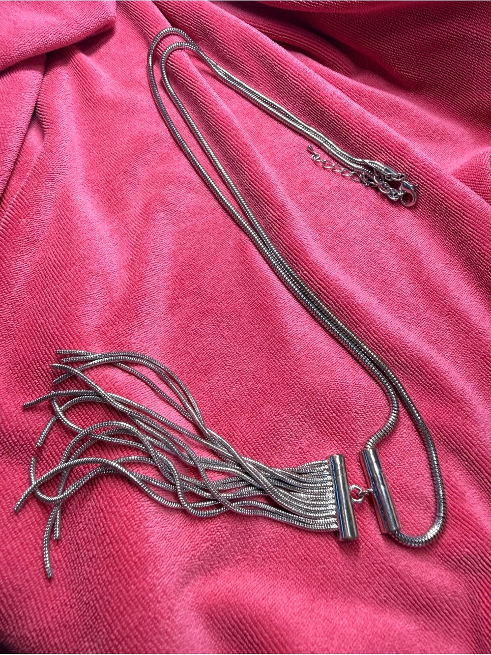 New York & Company Silver Multi-Chain Tassel Necklace